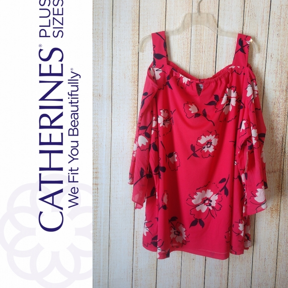 Catherines Tops - NWT Catherine's floral Cold shoulder flowy blouse